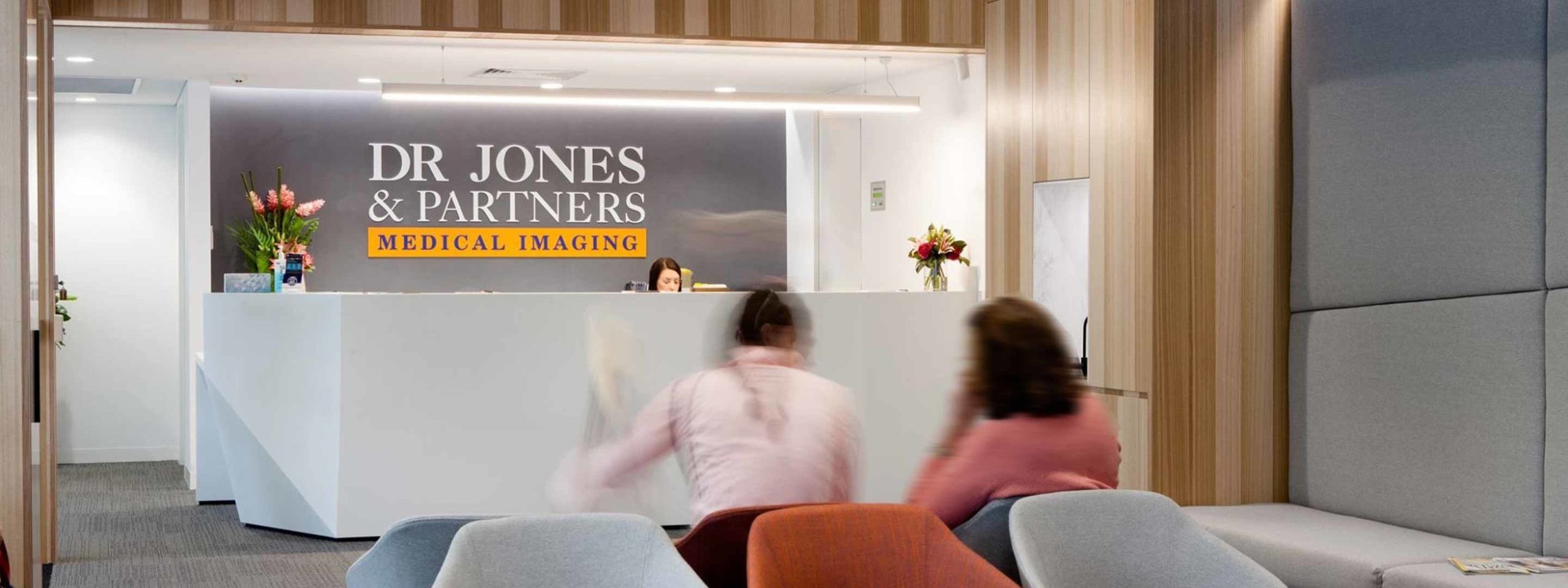 Jones Radiology clinic reception area with seated patients